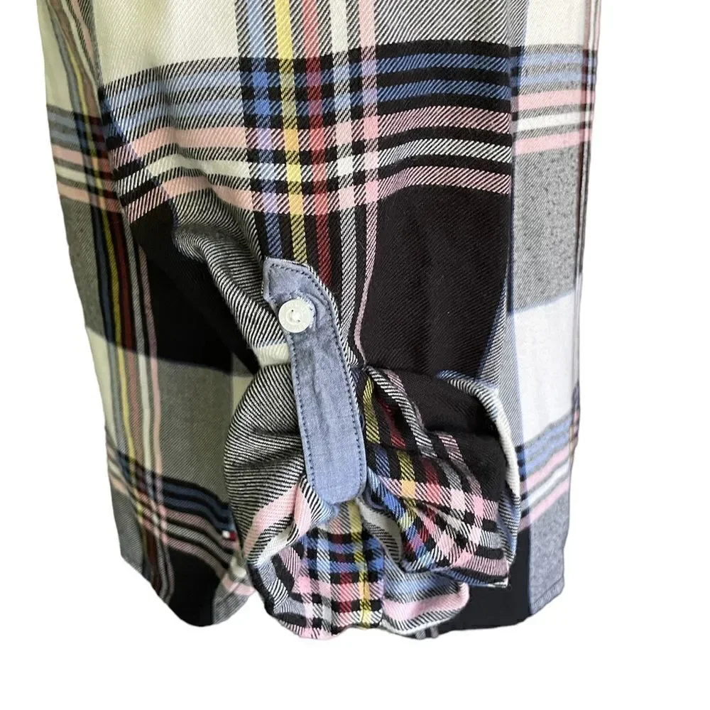 Tommy Hilfiger Plaid Zip Up Popover Shirt Size Small